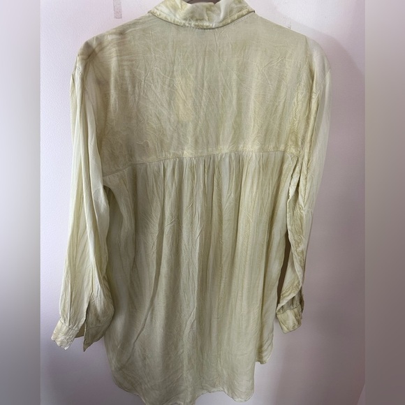 Pilcro Anthropologie liquid stone wash yellow green button down boho size S NWT - Picture 5 of 11